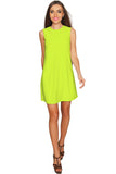 Neon Yellow Lime Green Sleeveless Shift Mini Dress - Women - Pineapple Clothing