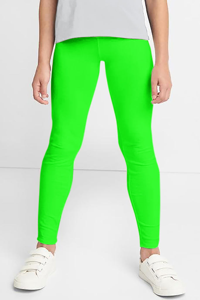 Cotton Lycra Plain Designer Party Wear Neon Green Legging, Size