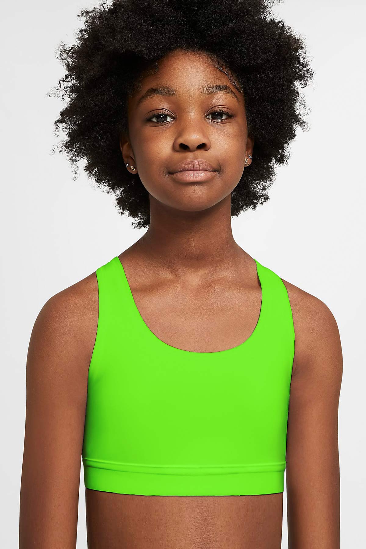 Neon Green UV 50+ Stella Lime Seamless Sports Bra Crop Top - Kids - Pineapple Clothing