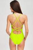 Neon Yellow Nikki Crisscross Back One-Piece Swimsuit - Women - Pineapple Clothing