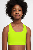 Neon Yellow UV 50+ Stella Seamless Racerback Sport Bra Crop Top - Kids - Pineapple Clothing