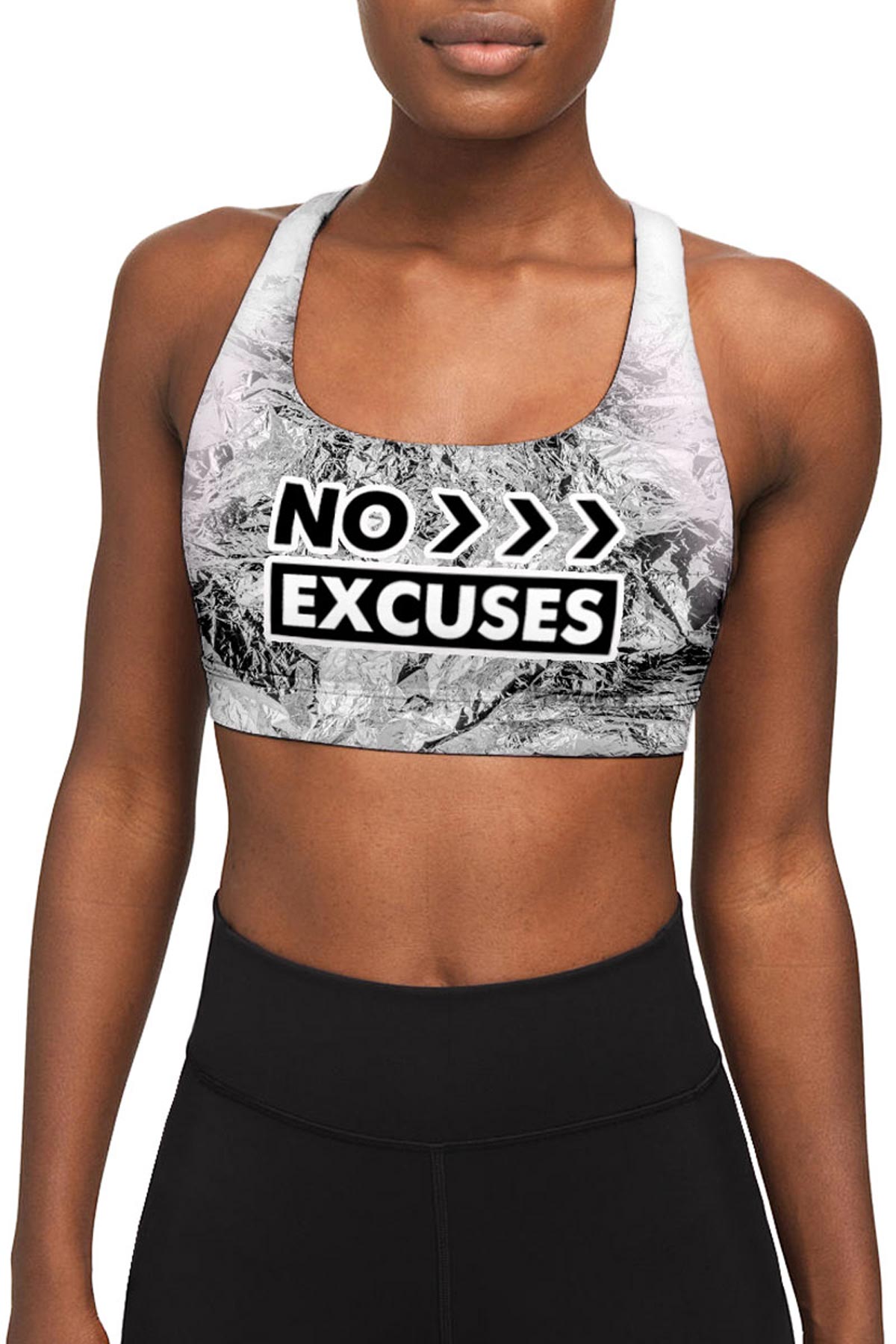 No Excuses Stella White Black Seamless Racerback Sports Bra - Women - Pineapple Clothing