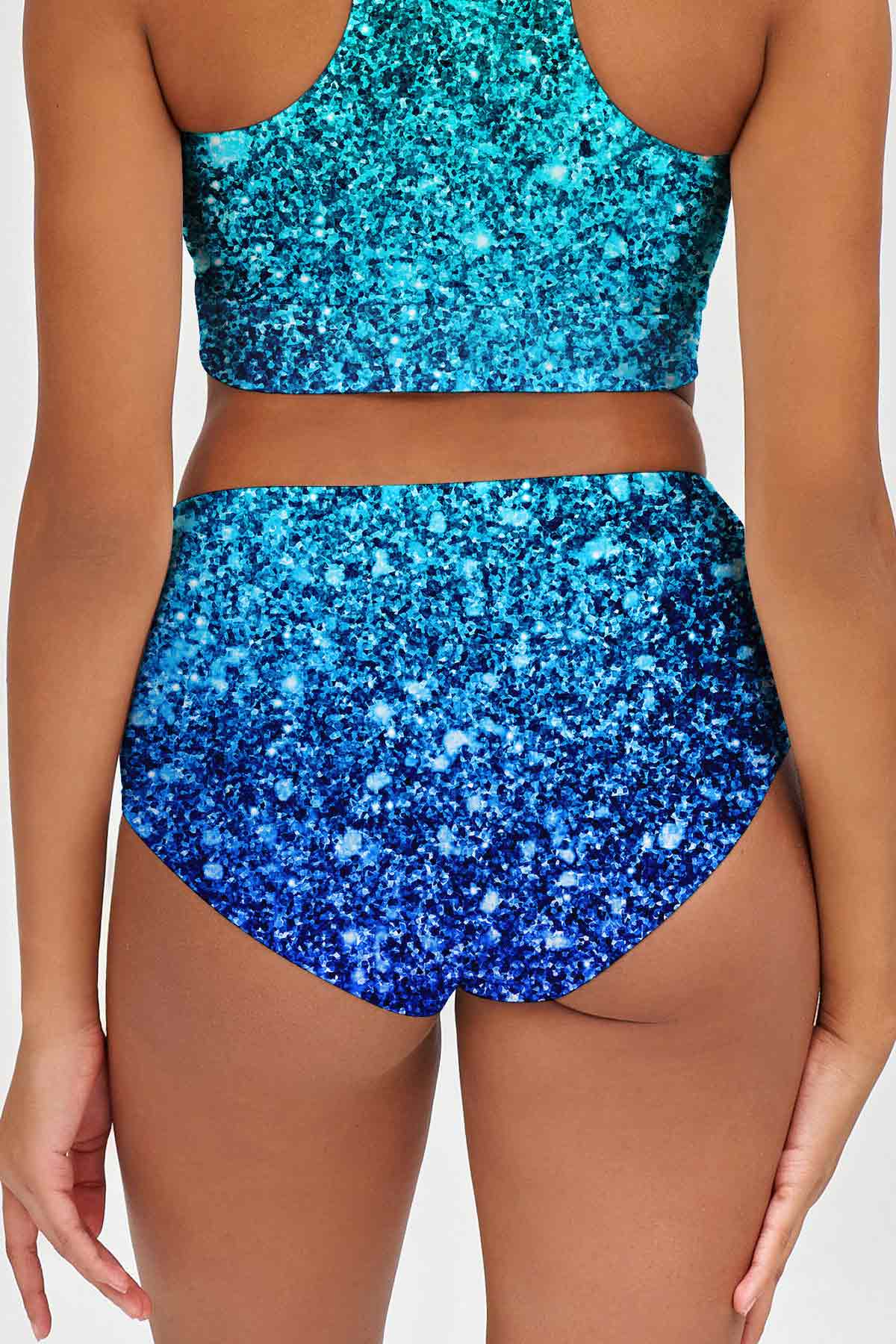 Ocean Drive Cara Blue High-Waist Hipster Bikini Bottom - Women - Pineapple Clothing