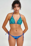 Ocean Drive Lara Blue Glitter Print Triangle String Bikini Top - Women - Pineapple Clothing