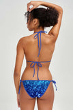 Ocean Drive Linda Blue Glitter String Side Tie Bikini Bottom - Women - Pineapple Clothing