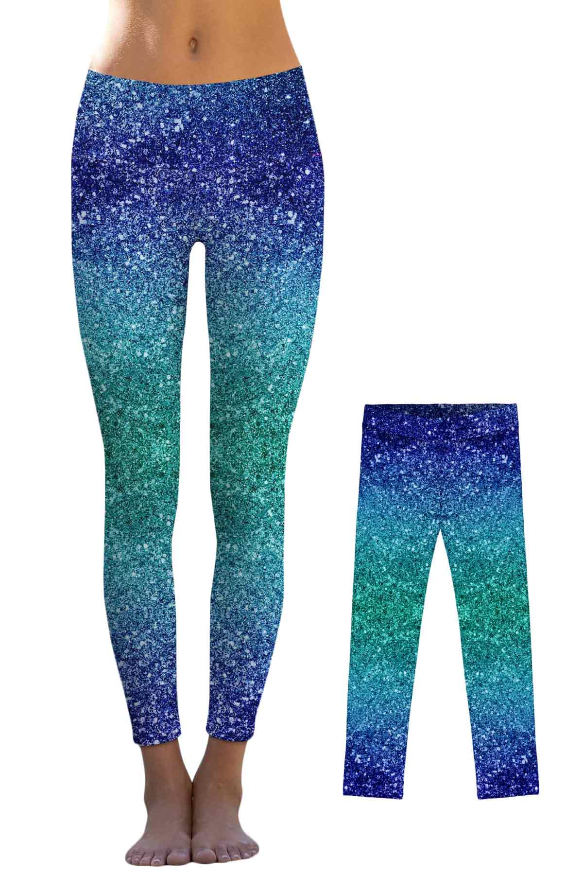 Ocean Drive Lucy Blue Glitter Printed Leggings - Mommy and Me - Pineapple Clothing