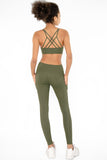 SEMI-ANNUAL SALE! Olive Khaki Green Kelly Strappy Padded Sports Bra - Women - Pineapple Clothing