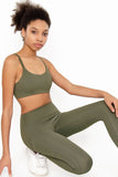 SEMI-ANNUAL SALE! Olive Khaki Green Cassi Side Pockets Workout Yoga Leggings - Women - Pineapple Clothing