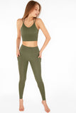 SEMI-ANNUAL SALE! Olive Khaki Green Kelly Strappy Long Line Padded Sports Bra - Women - Pineapple Clothing