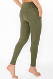 SEMI-ANNUAL SALE! Olive Khaki Green Cassi Mesh Pockets Workout Yoga Leggings - Women - Pineapple Clothing