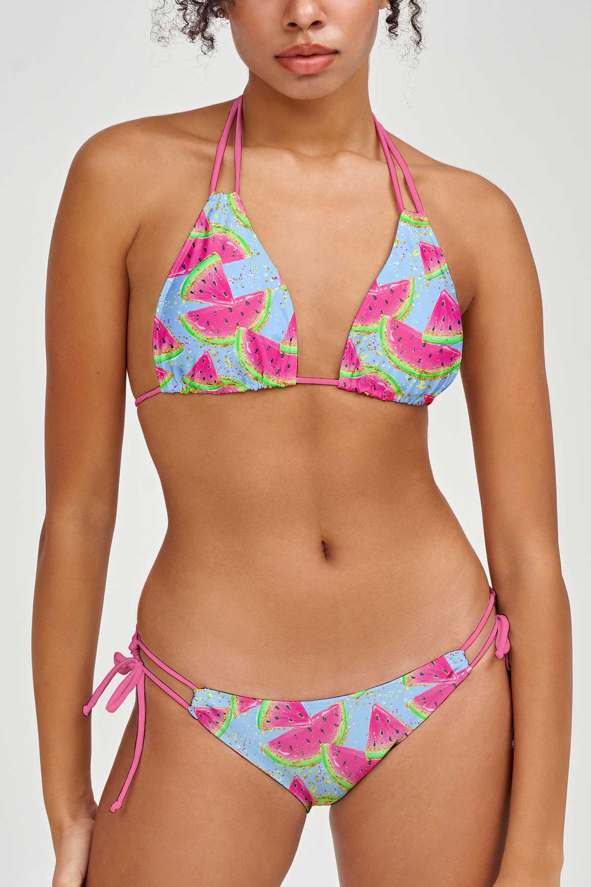 Piña Colada Lara Pink Pineapple Triangle String Bikini Top - Women