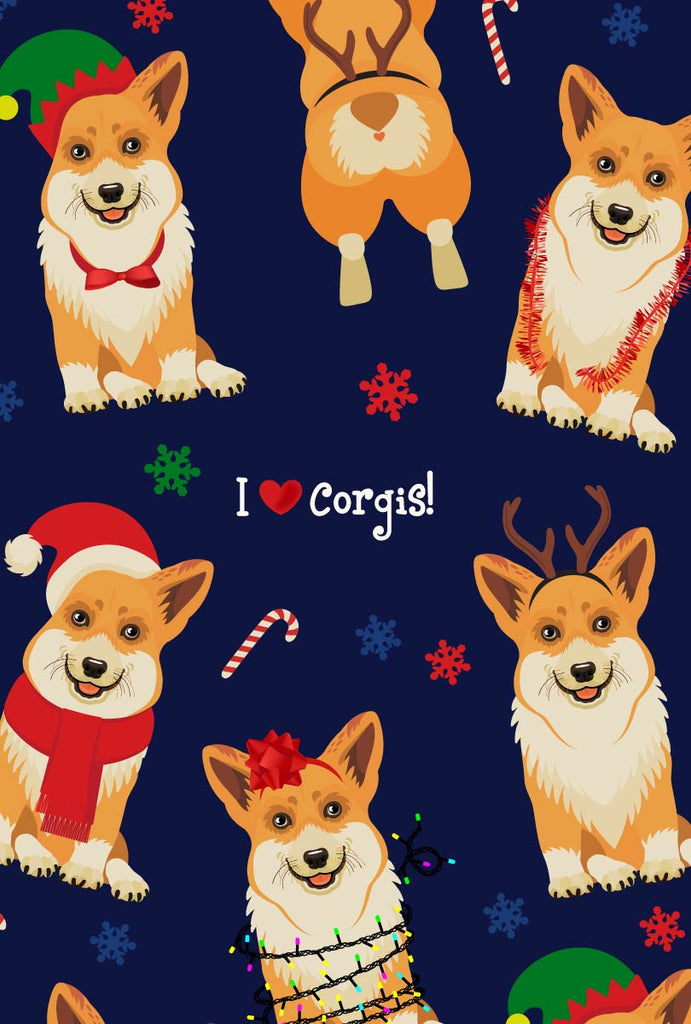 Happy Corgis Lucy Navy Blue Christmas Dog Leggings Yoga Pants - Women