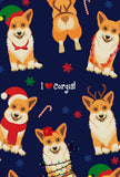 Happy Corgis Lucy Navy Blue Christmas Dog Leggings Yoga Pants - Women - Pineapple Clothing