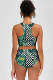Palm Beach Carly Green Tropical High Neck Crop Bikini Top - Women - Pineapple Clothing