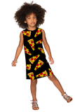 Pepperoni Adele Black Pizza Print Cute Trendy Shift Dress - Girls - Pineapple Clothing