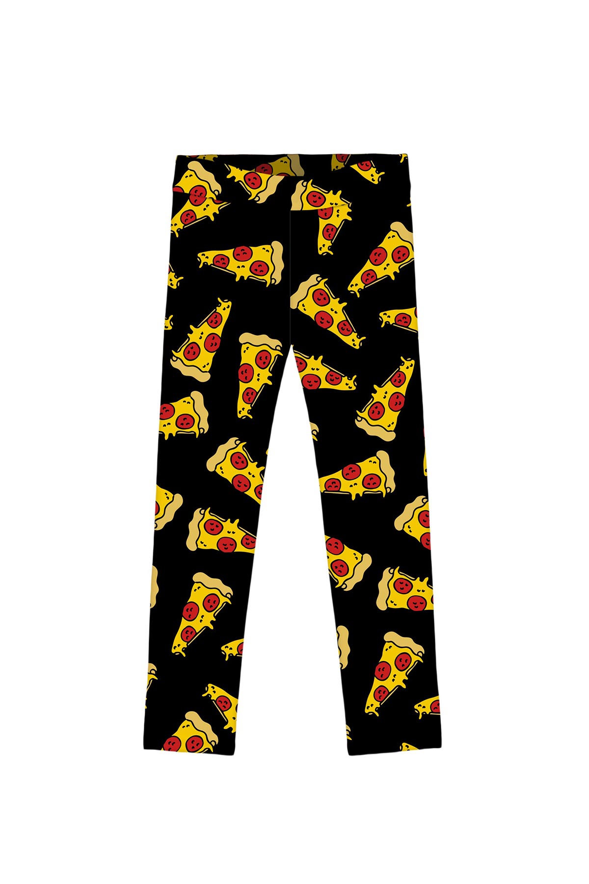 Pepperoni Lucy Black Pizza Printed Cute Leggings - Girls - Pineapple Clothing
