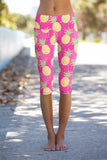 Piña Colada Ellie Pink Performance Yoga Capri Leggings - Women - Pineapple Clothing