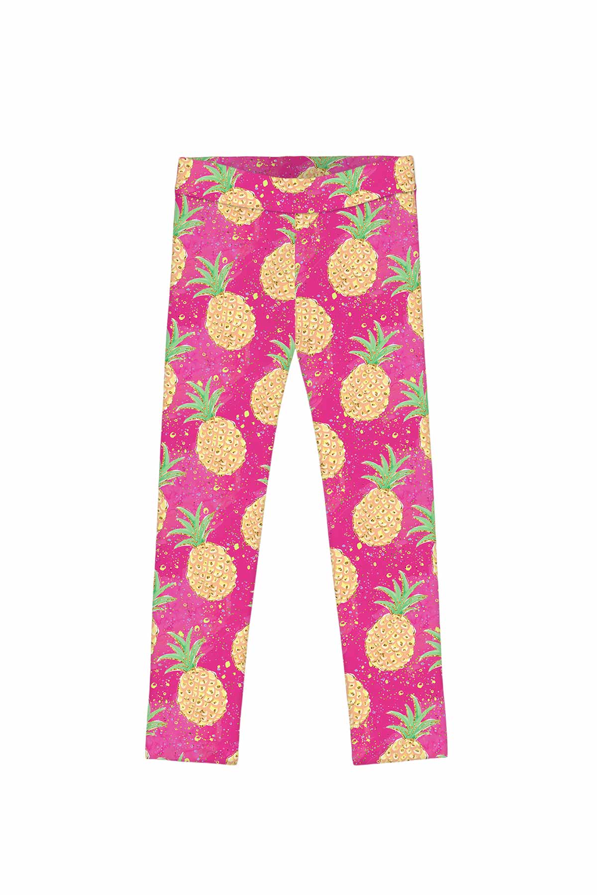 3 for $49! Piña Colada Lucy Pink Pineapple Print Summer Leggings - Kids - Pineapple Clothing