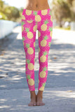 Piña Colada Lucy Pink Pineapple Print Leggings Yoga Pants - Women - Pineapple Clothing