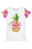 Piña Colada Zoe White Tropical Print Summer T-Shirt - Women - Pineapple Clothing