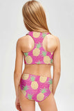 Piña Colada Claire Pink Sporty Two Piece Swim Bikini Set - Girls - Pineapple Clothing