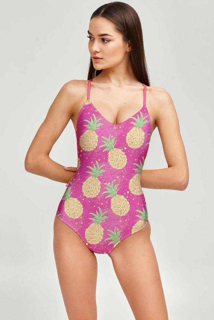 Island Life Nikki Crisscross Strappy Back One-Piece Swimsuit - Women - Pineapple  Clothing