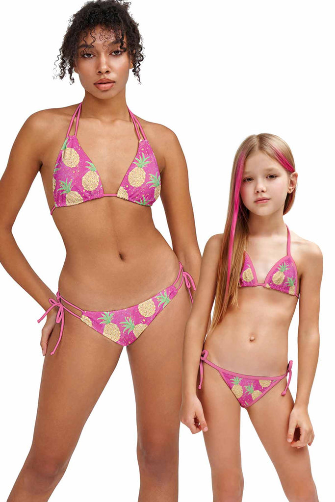 Piña Colada Pink Pineapple Triangle Two Piece Swimsuits
