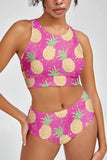 Piña Colada Pink Pineapple Two-Piece Sporty Swimsuits - Mommy and Me - Pineapple Clothing