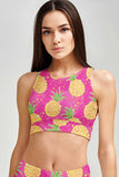 Piña Colada Starla High Neck Padded Sporty Crop Top Sports Bra - Women - Pineapple Clothing