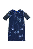 Navy Blue Floral Elbow Sleeve Cute Cocktail Party Shift Dress - Girls - Pineapple Clothing