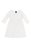 White Stretchy Lace Empire Waist Three-Quarter Sleeve Dress - Girls - Pineapple Clothing