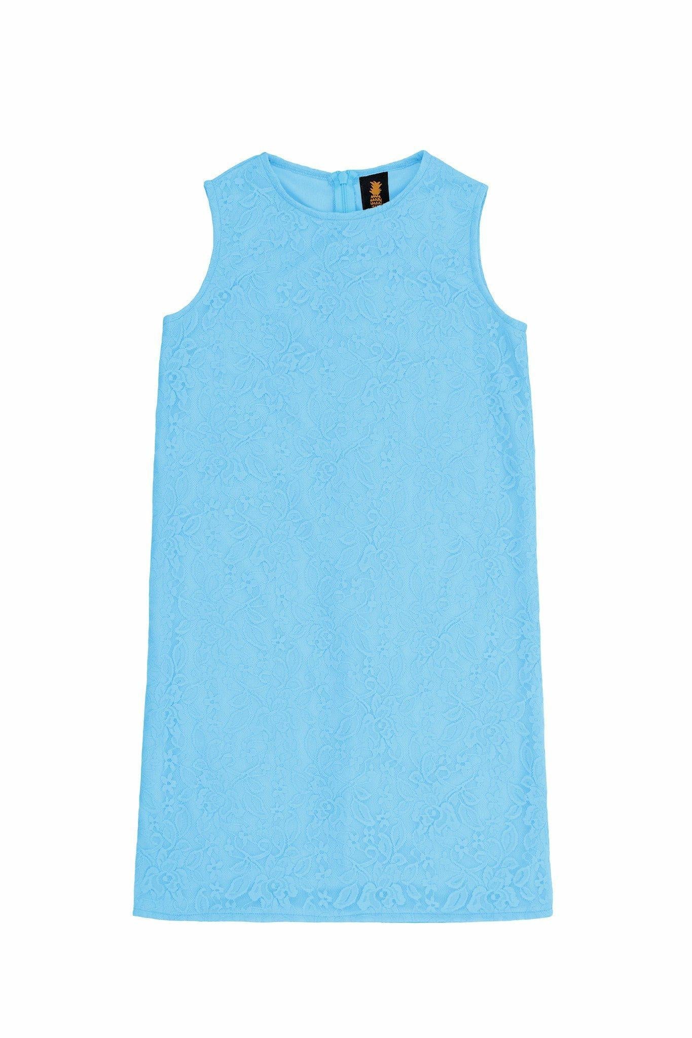 Baby Blue Stretchy Lace Sleeveless Summer Fancy Shift Dress - Girls - Pineapple Clothing