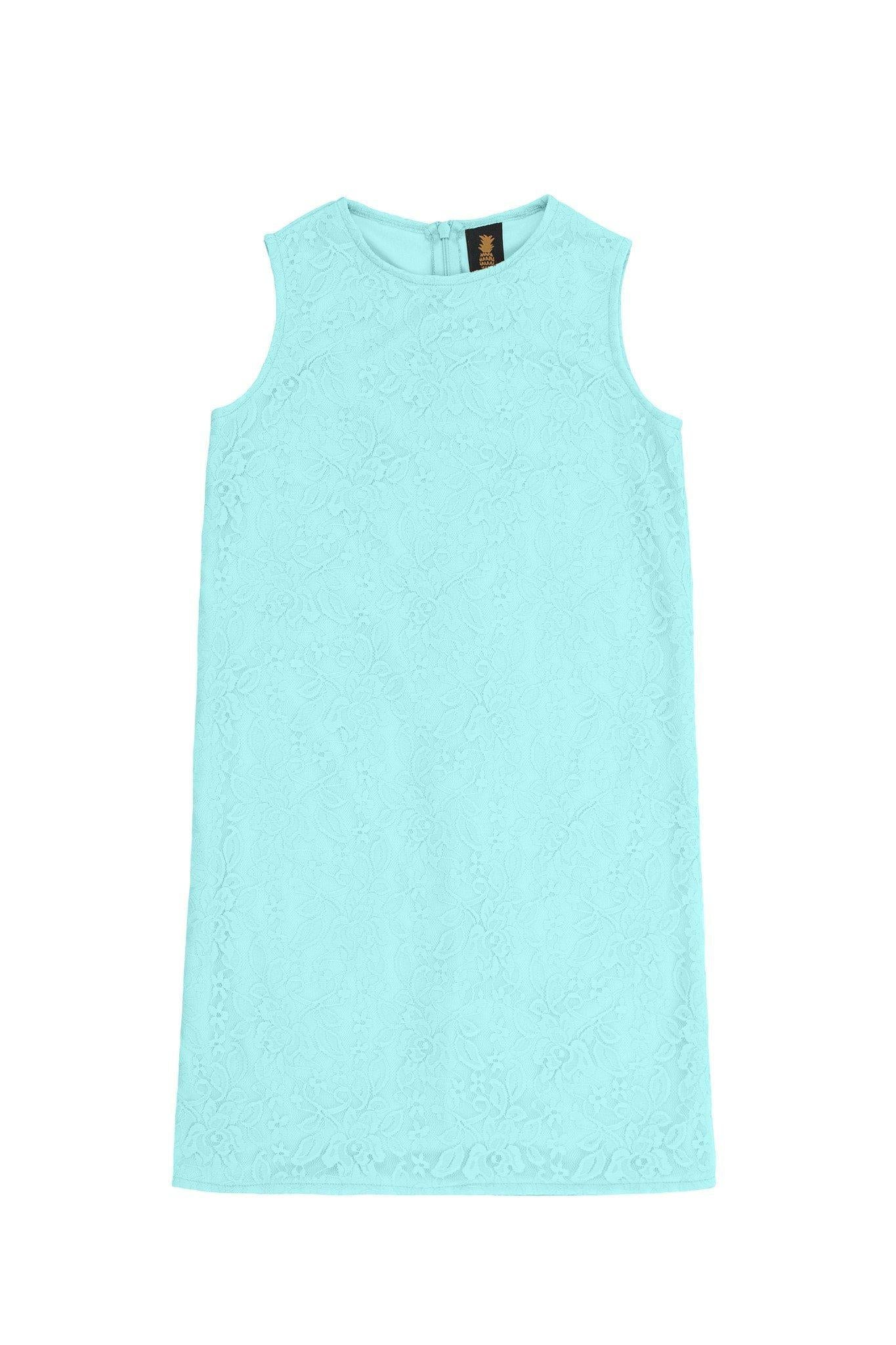 Mint Blue Stretchy Lace Sleeveless Spring Summer Party Dress - Girls - Pineapple Clothing