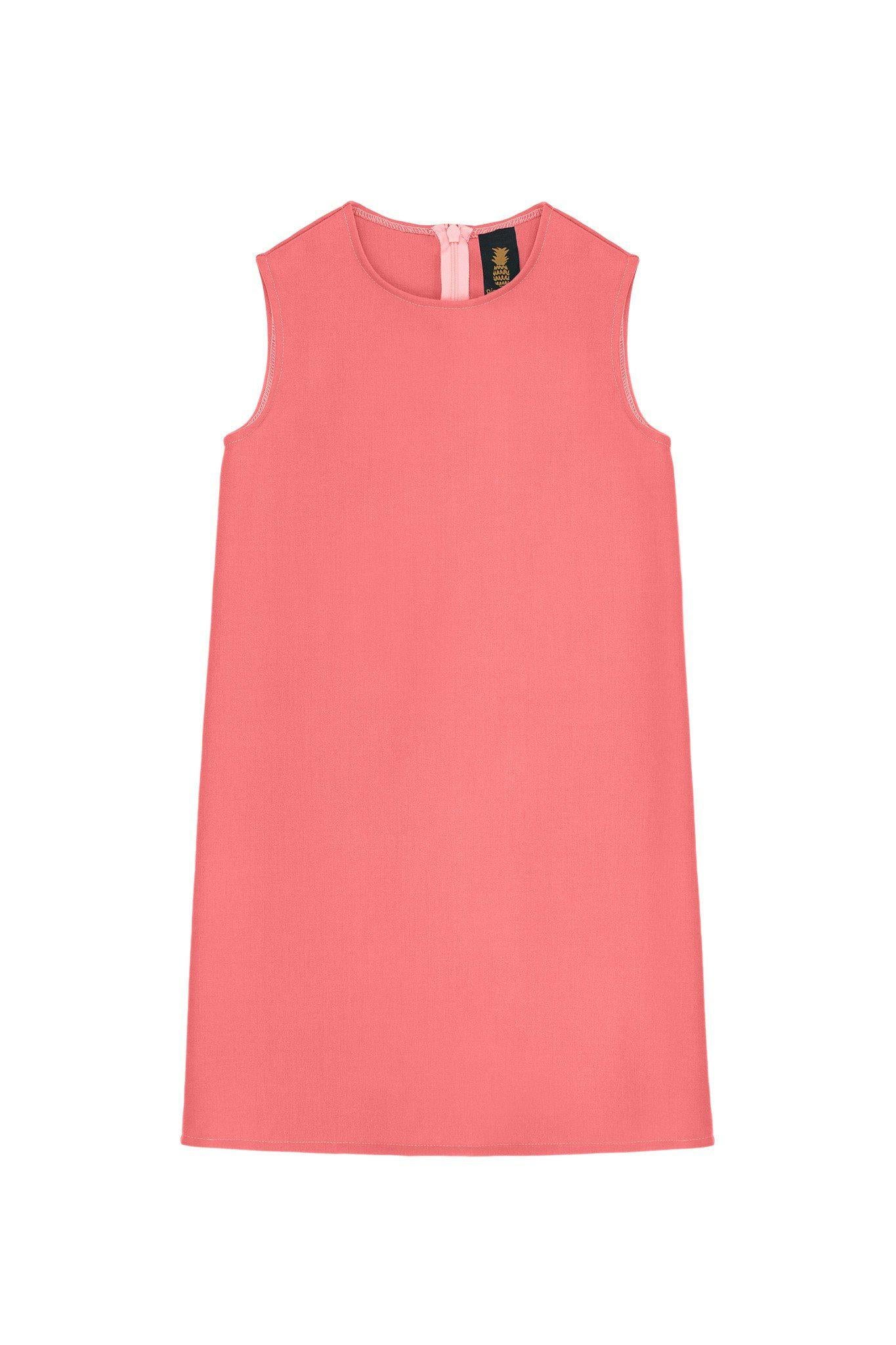 Coral Pink Stretchy Beautiful Summer Sleeveless Shift Dress - Girls - Pineapple Clothing