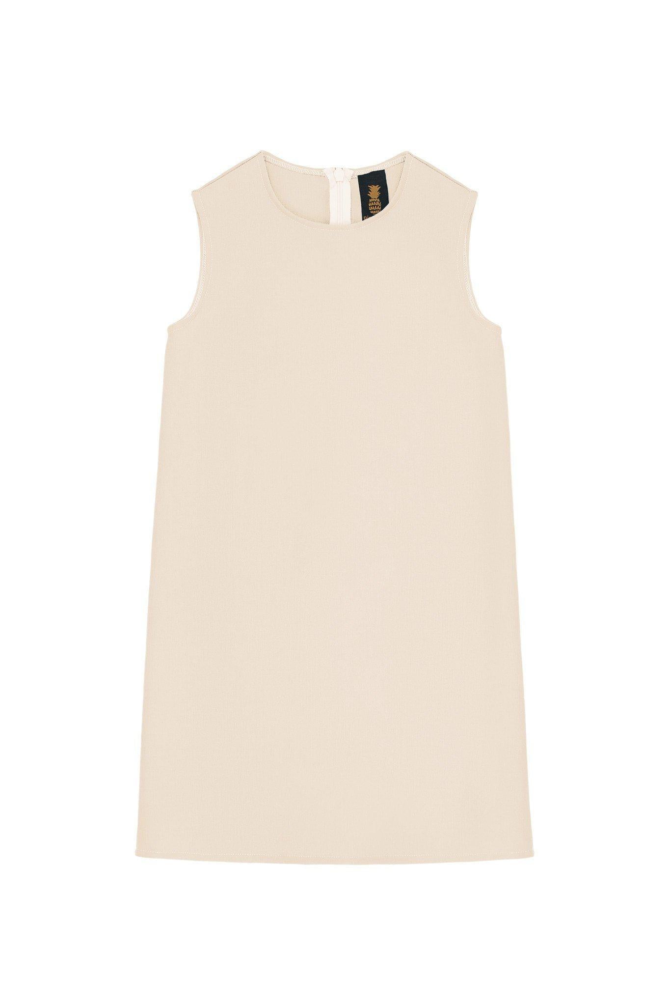 Ivory Beige Stretchy Sleeveless Cute Summer Shift Dress - Girls - Pineapple Clothing