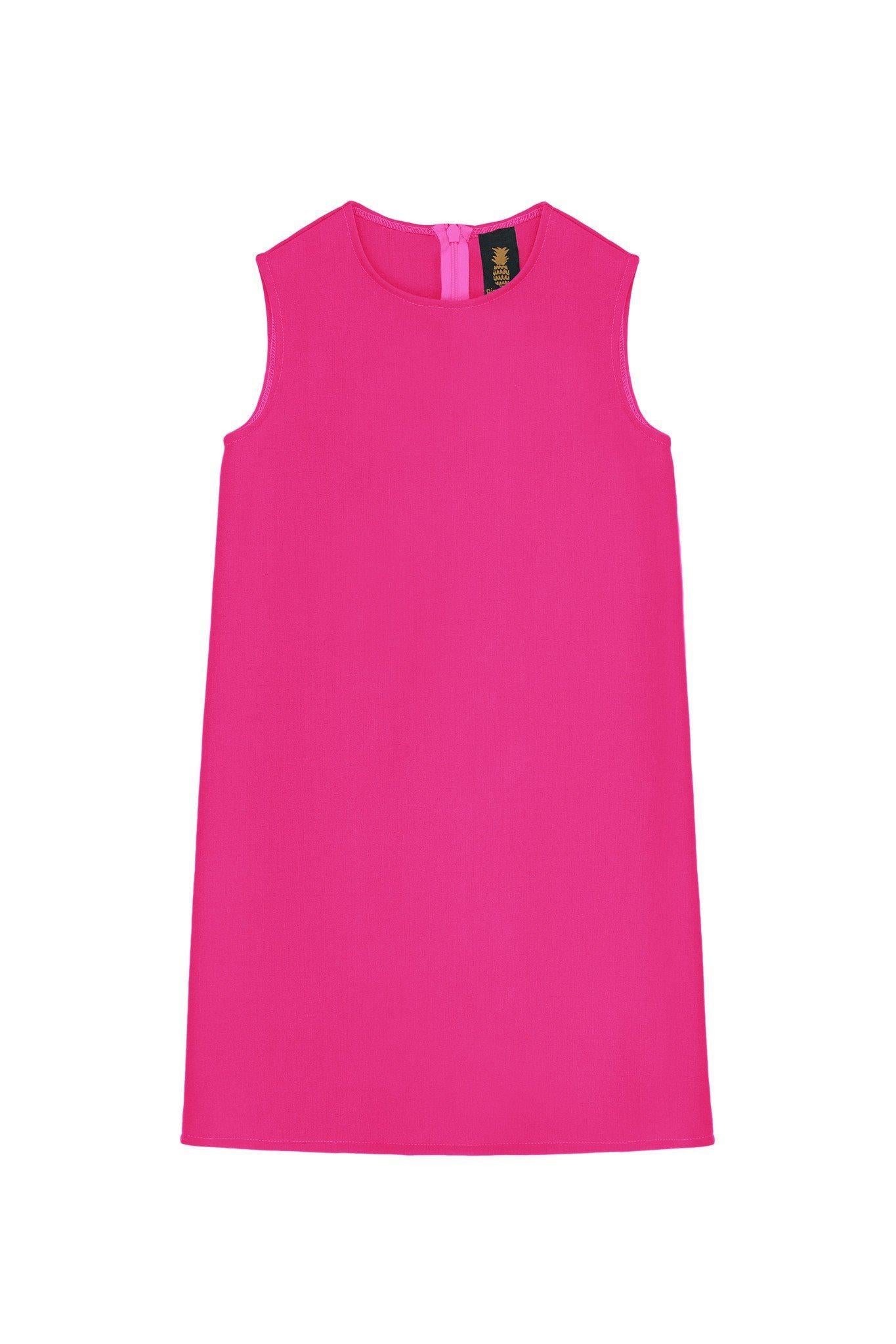 Fuchsia Hot Pink Stretchy Sleeveless Cute Summer Shift Dress - Girls - Pineapple Clothing