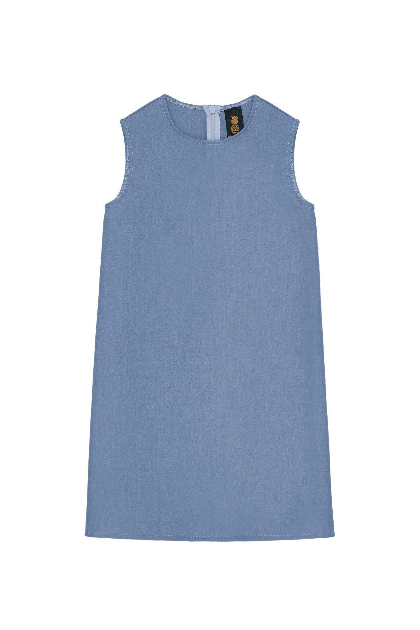 Blue Gray Stretchy Sleeveless Shift Dress - Girls - Pineapple Clothing