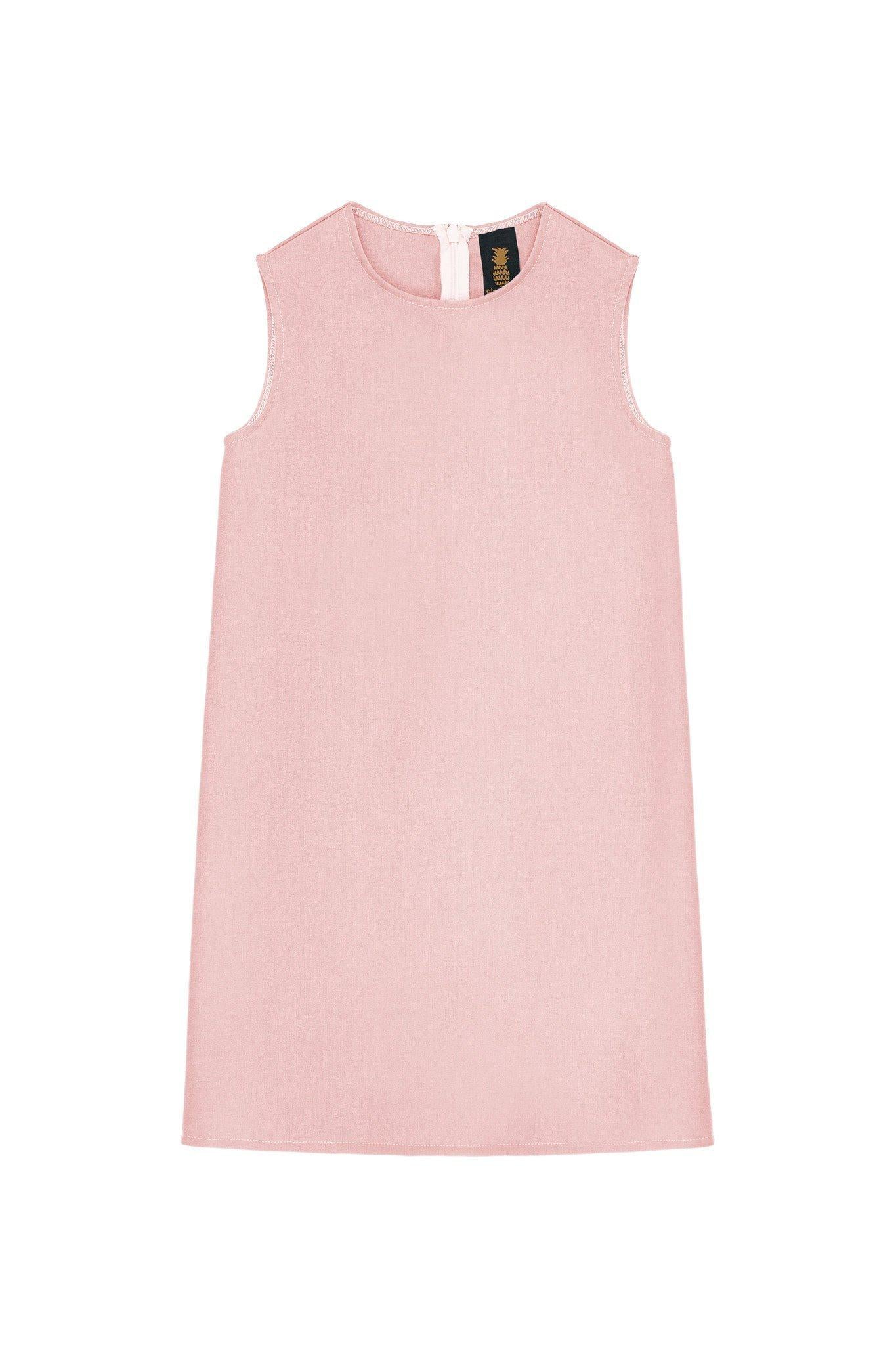 Baby Pink Blush Sleeveless Cute Spring Summer Shift Dress - Girls - Pineapple Clothing