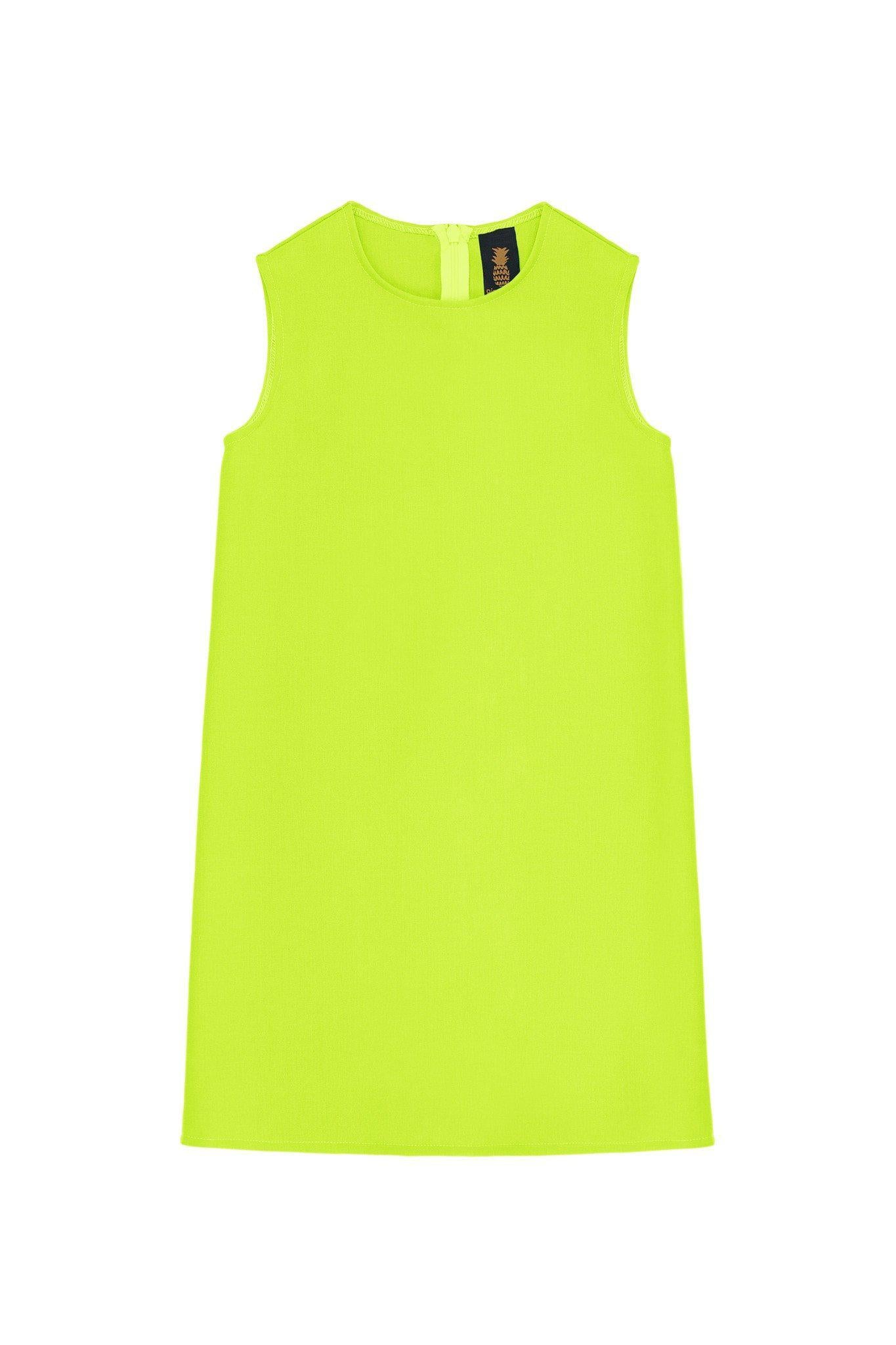 Neon Yellow Lime Green Sleeveless Stylish Cute Summer Shift Dress Girls - Pineapple Clothing
