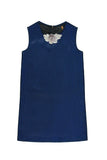 Navy Blue Stretchy Metallic Sleeveless Fancy Party Shift Dress - Girls - Pineapple Clothing