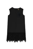 Black Stretchy Sleeveless Fancy Party Shift Dress with lace trim - Girls - Pineapple Clothing
