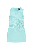 Light Blue Charmeuse Sleeveless Summer A-line Dress With Belt - Girls - Pineapple Clothing