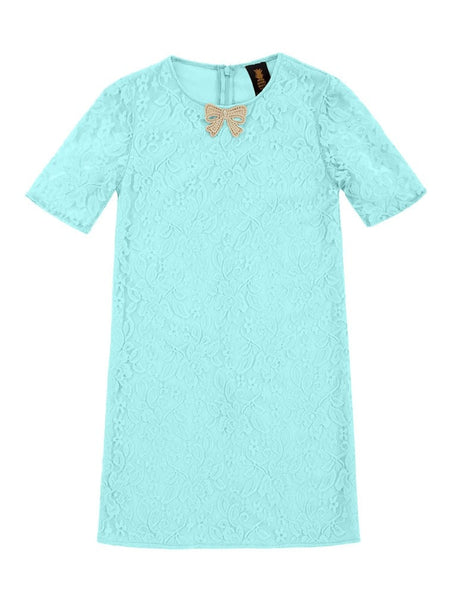 Mint Lace Half Sleeve A-line Spring Summer Party Dress - Girls ...