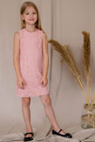 Pink Crochet Lace Sleeveless Shift Fancy Cocktail Party Dress - Girls - Pineapple Clothing