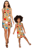 Pretty in Ink Adele Beige Tattoo Print Chic Shift Dresses - Mommy & Me - Pineapple Clothing