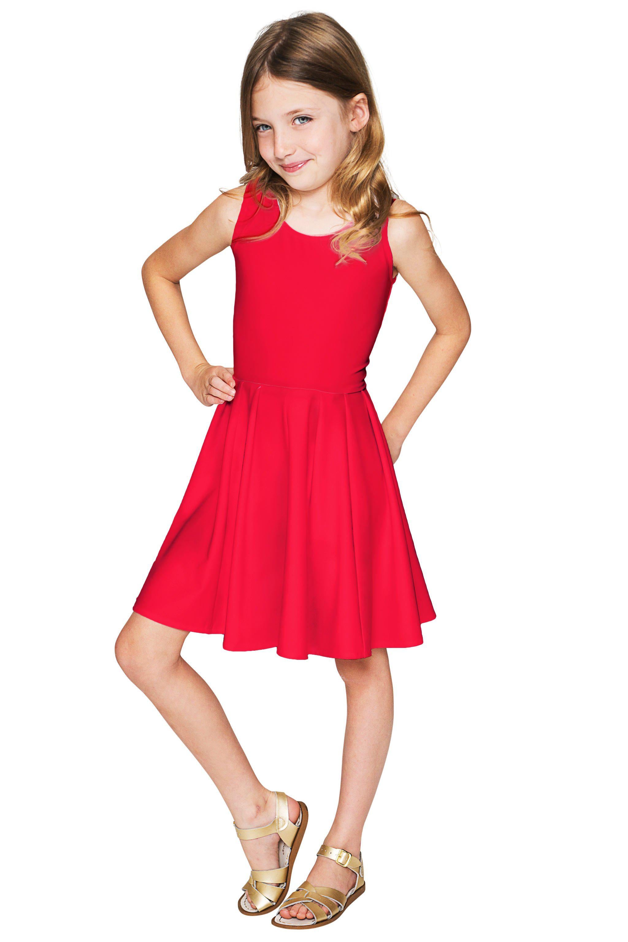 Cherry Red Fancy Fit & Flare Chic Christmas Party Dress - Girls - Pineapple Clothing