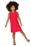 Cherry Red Stretchy Sleeveless Cute A-Line Summer Shift Dress - Girls - Pineapple Clothing