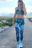 SEMI-ANNUAL SALE! Revival Lucy Green Geometric Print Leggings Yoga Pants - Women - Pineapple Clothing