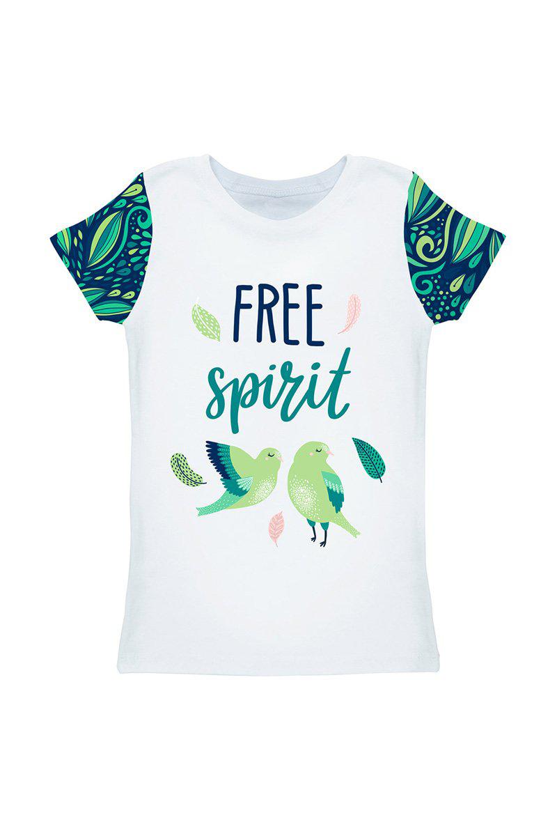 Revival Zoe White Bird Print Designer T-Shirt - Kids - Pineapple Clothing
