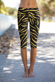 Roarsome Ellie Black & Gold Performance Yoga Capri Leggings - Women - Pineapple Clothing